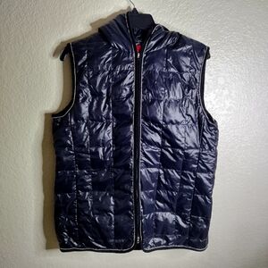 Ciao Milano 1969 Black Hooded Vest with White Duck Down Filler Sz Xl